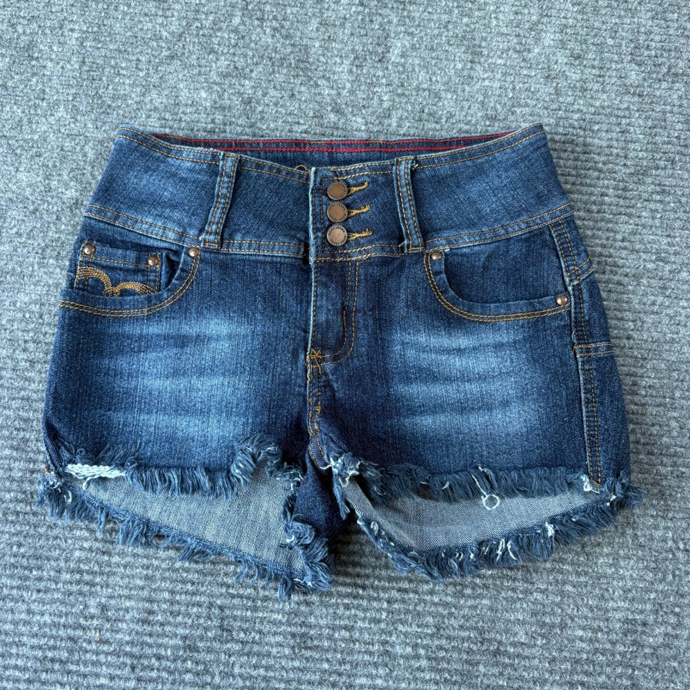 Roma Studio Womens High Rise Cut Off Denim Shorts Dark Wash Blue Size 1 4-RSH30